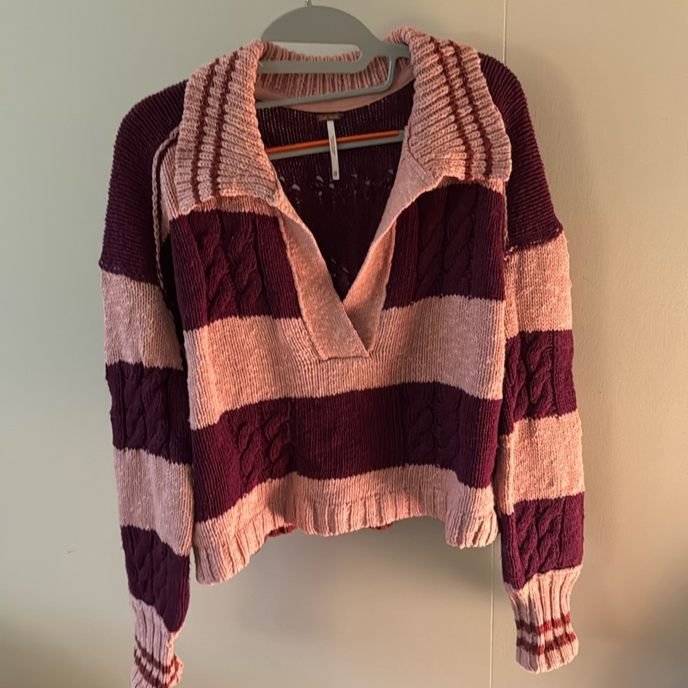 Free People XS striped cable knit sweater
